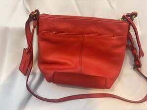Fossil Red Pebbled Leather Crossbody Bag
